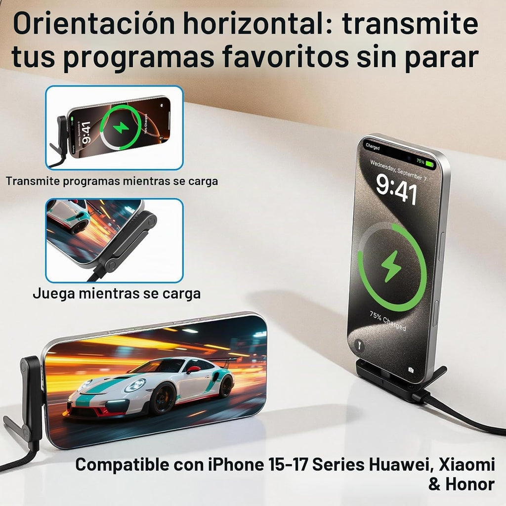 Cable Cargador con Soporte Invisible – Carga Rápida 240W Tipo C