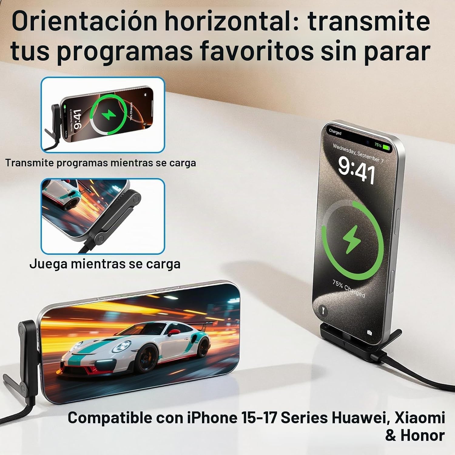 Cable Cargador con Soporte Invisible – Carga Rápida 240W Tipo C